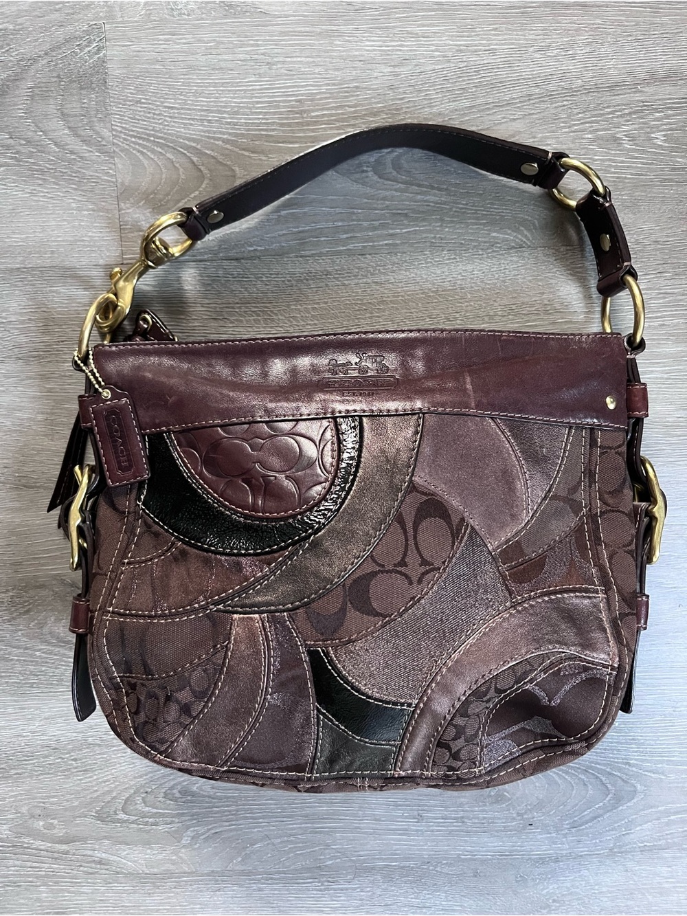 vintage Coach Zoe Mosaic Patchwork Hobo Shoulder Bag (Style 13515)